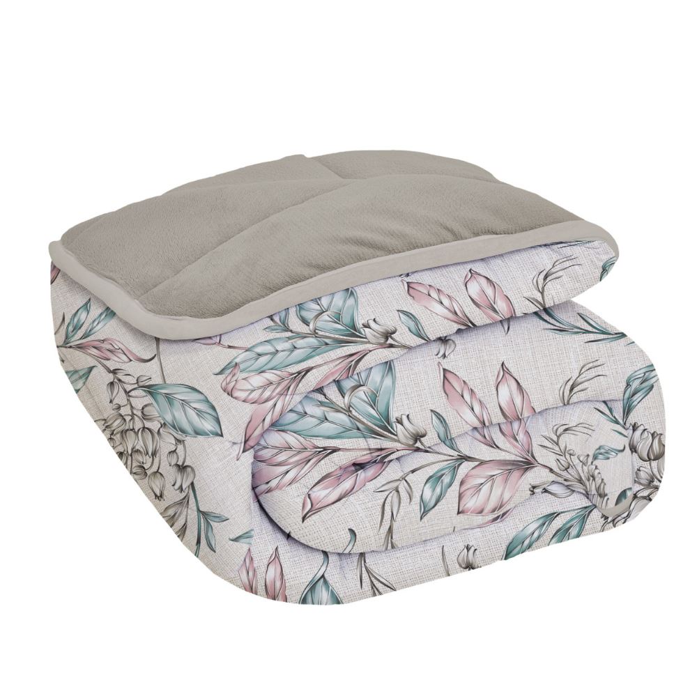 Edredom Solteiro Mônaco Plush Dupla Face Havan Casa - Joly Taupe
