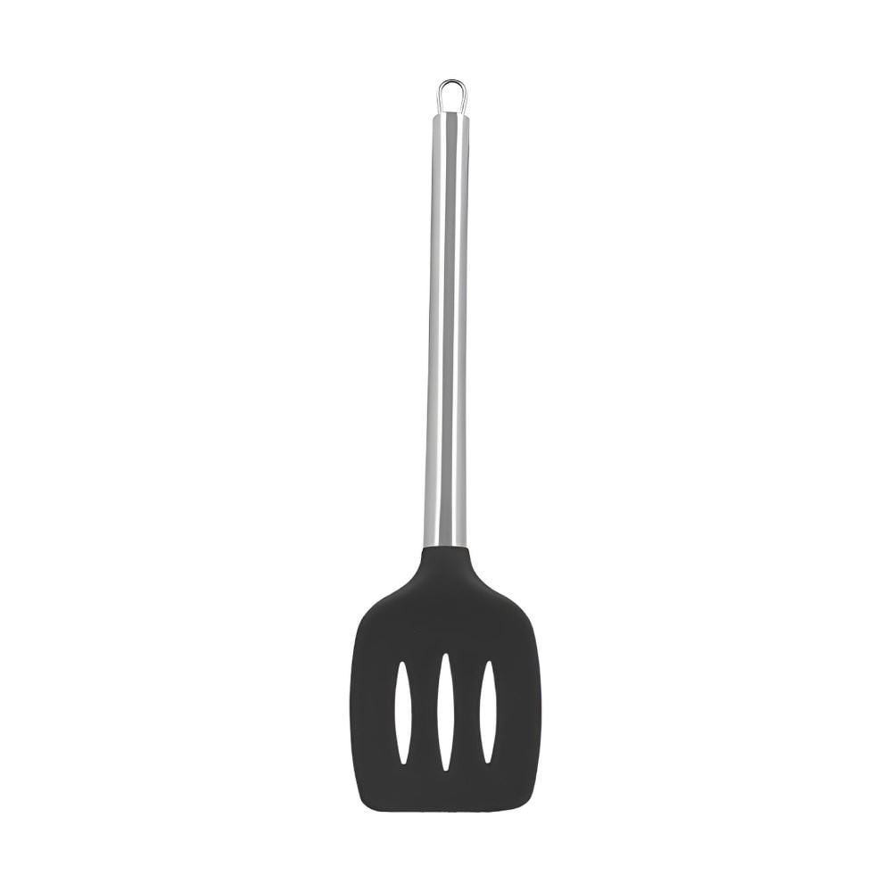 Espátula Vazada Silicone com Cabo Inox Havan Casa 35Cm - Preto