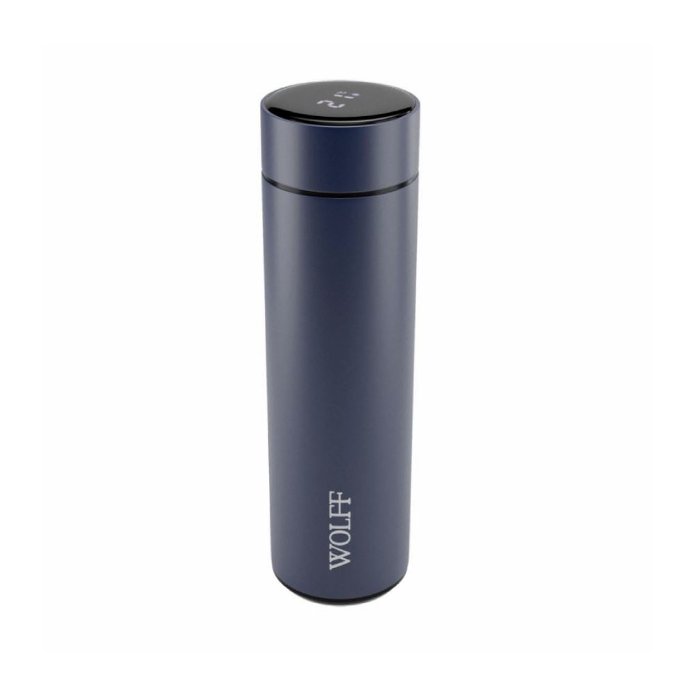 Garrafa Inox Com Termômetro Led Wolf 500 Ml - Azul