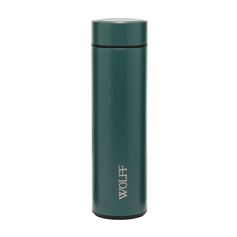 Garrafa Inox Com Termômetro Led Wolf 500 Ml - Verde