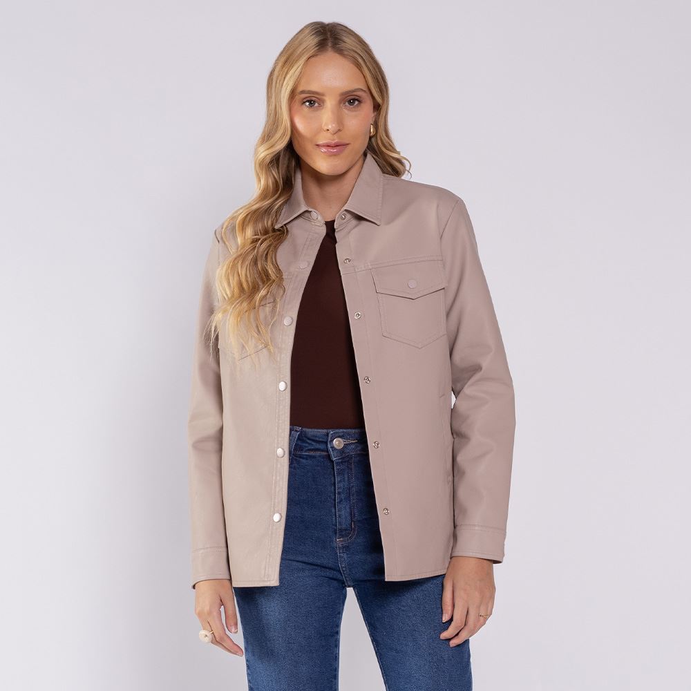 Jaqueta Feminina Em PU Alongada Boby Blues Fendi