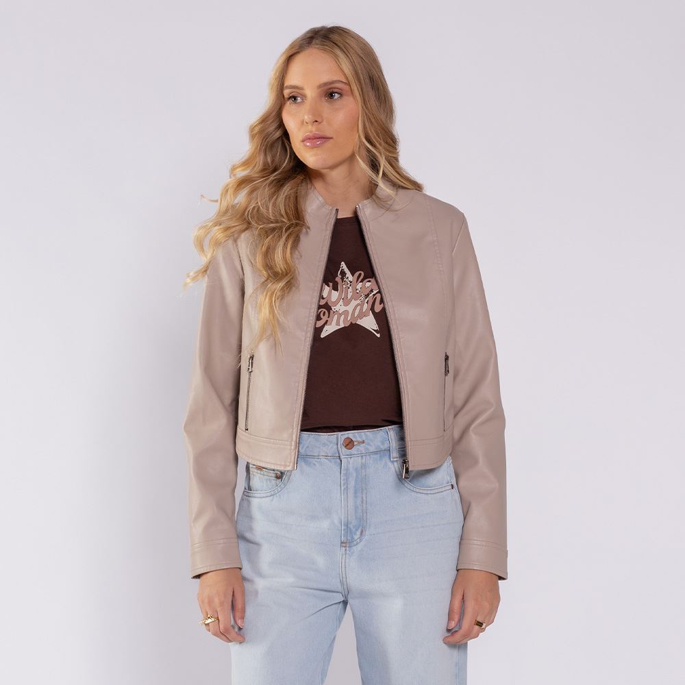 Jaqueta Feminina Em PU Boby Blues Fendi