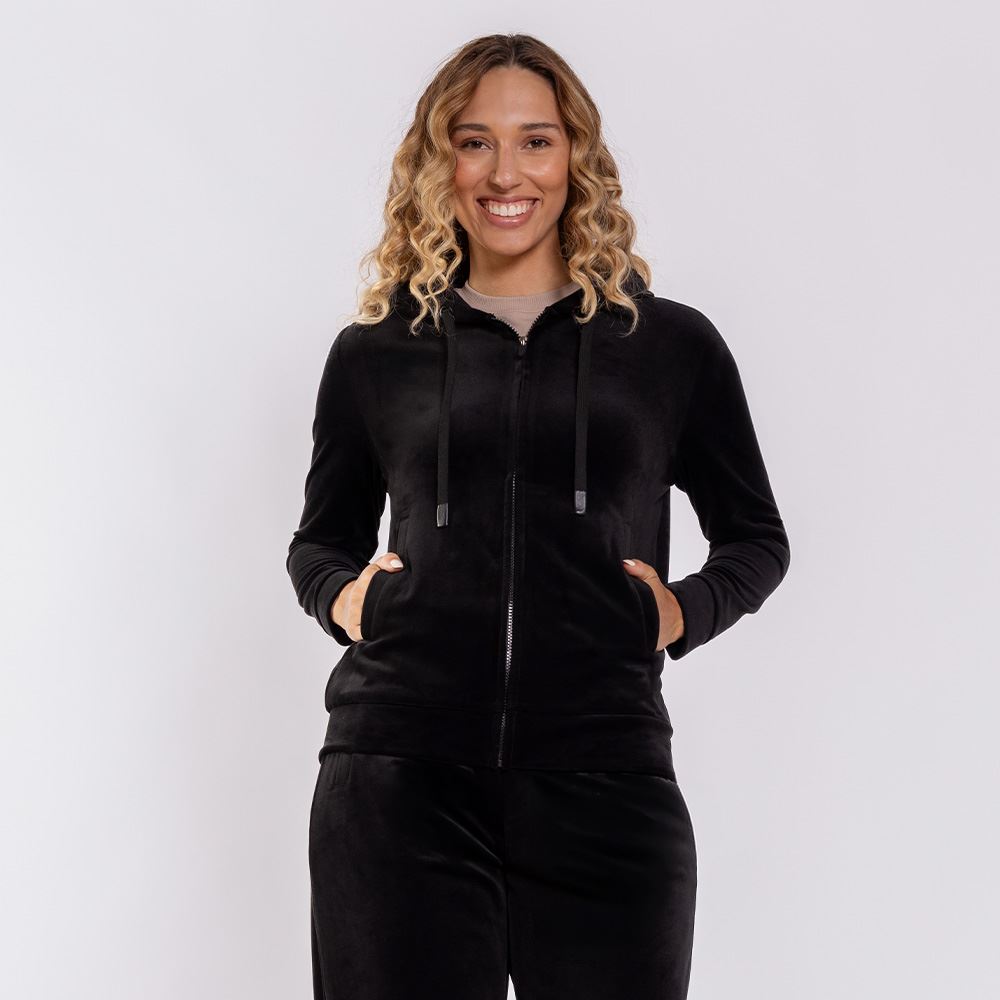 Jaqueta Feminina Esportiva Em Plush Com Capuz Scream Preto