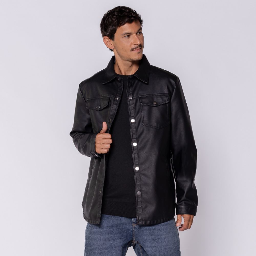 Jaqueta Masculina Em PU Thing Preto