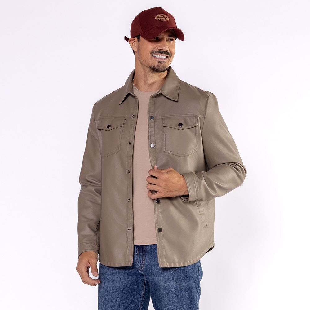 Jaqueta Masculina Em PU Thing Castor