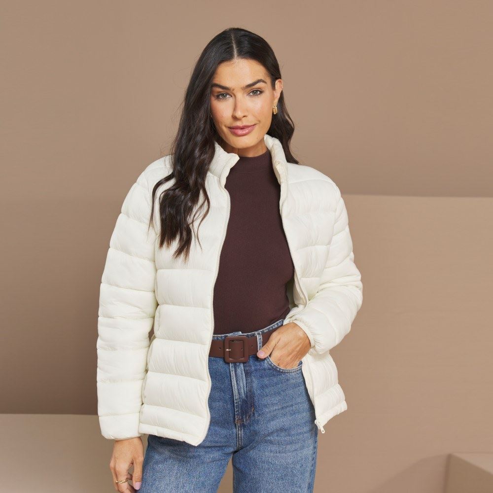 Jaqueta Puffer Feminina Aspen Patrícia Foster Off White