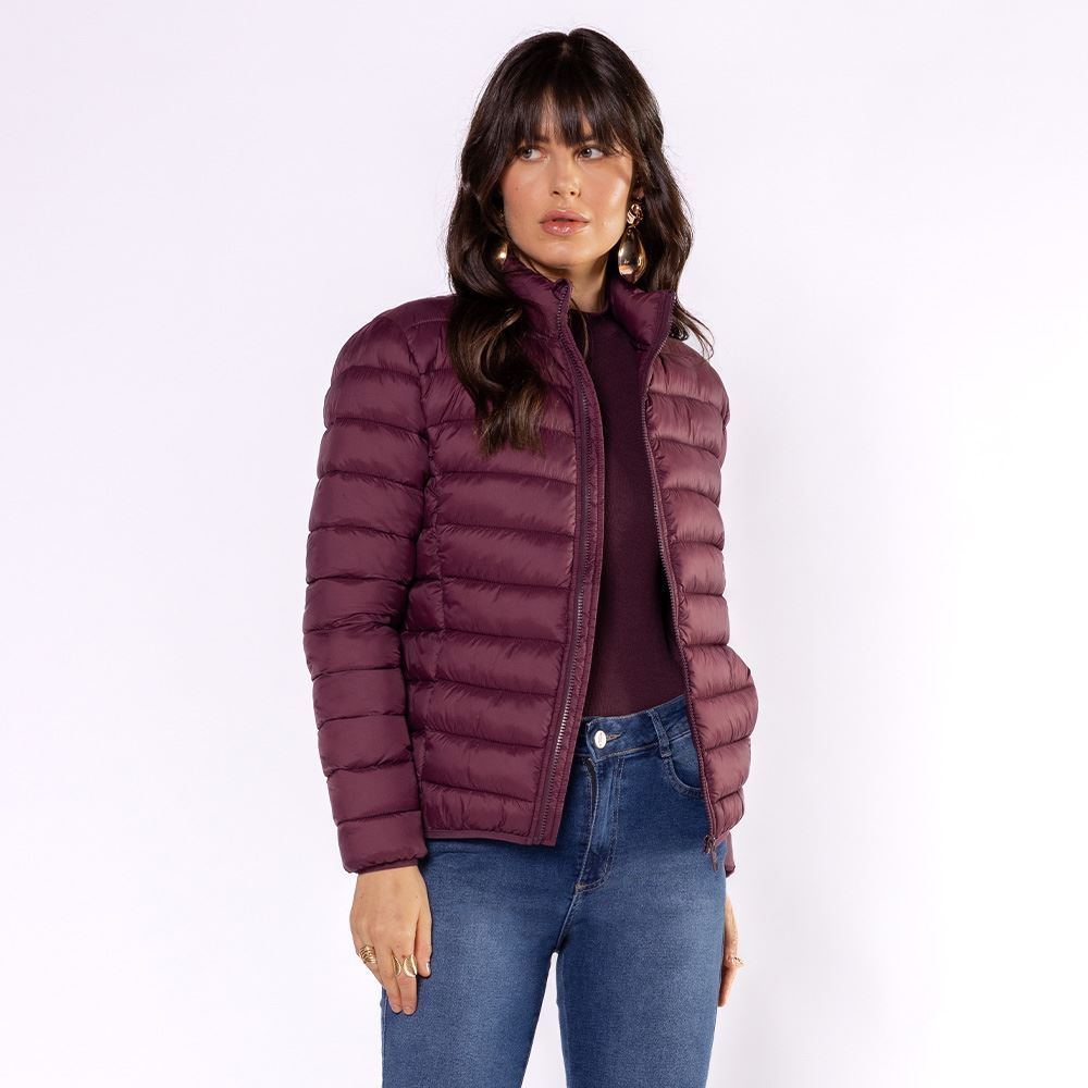 Jaqueta Puffer Feminina Aspen Com Elástico Patricia Foster Bordo