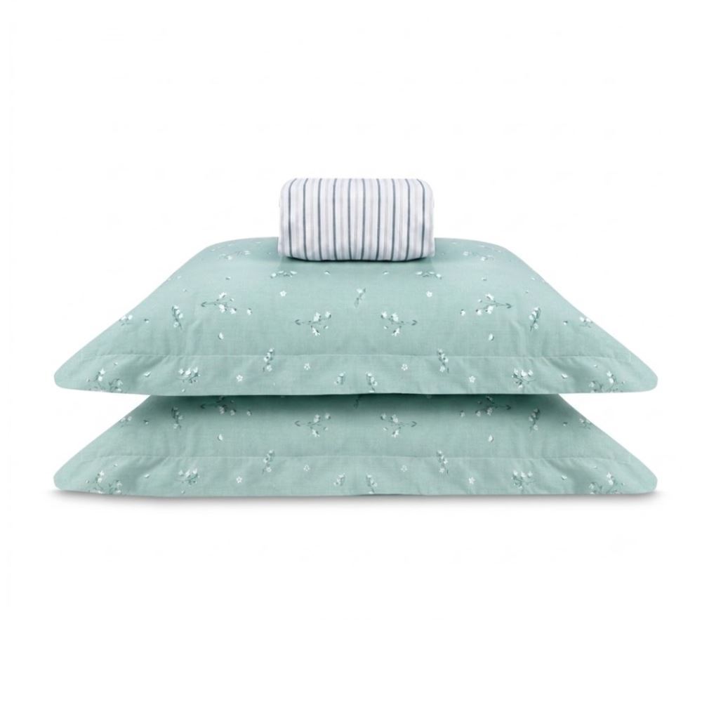 Jogo de Cama Casal Percal Buona Fortuna 3 pçs - Iris Listra Verde