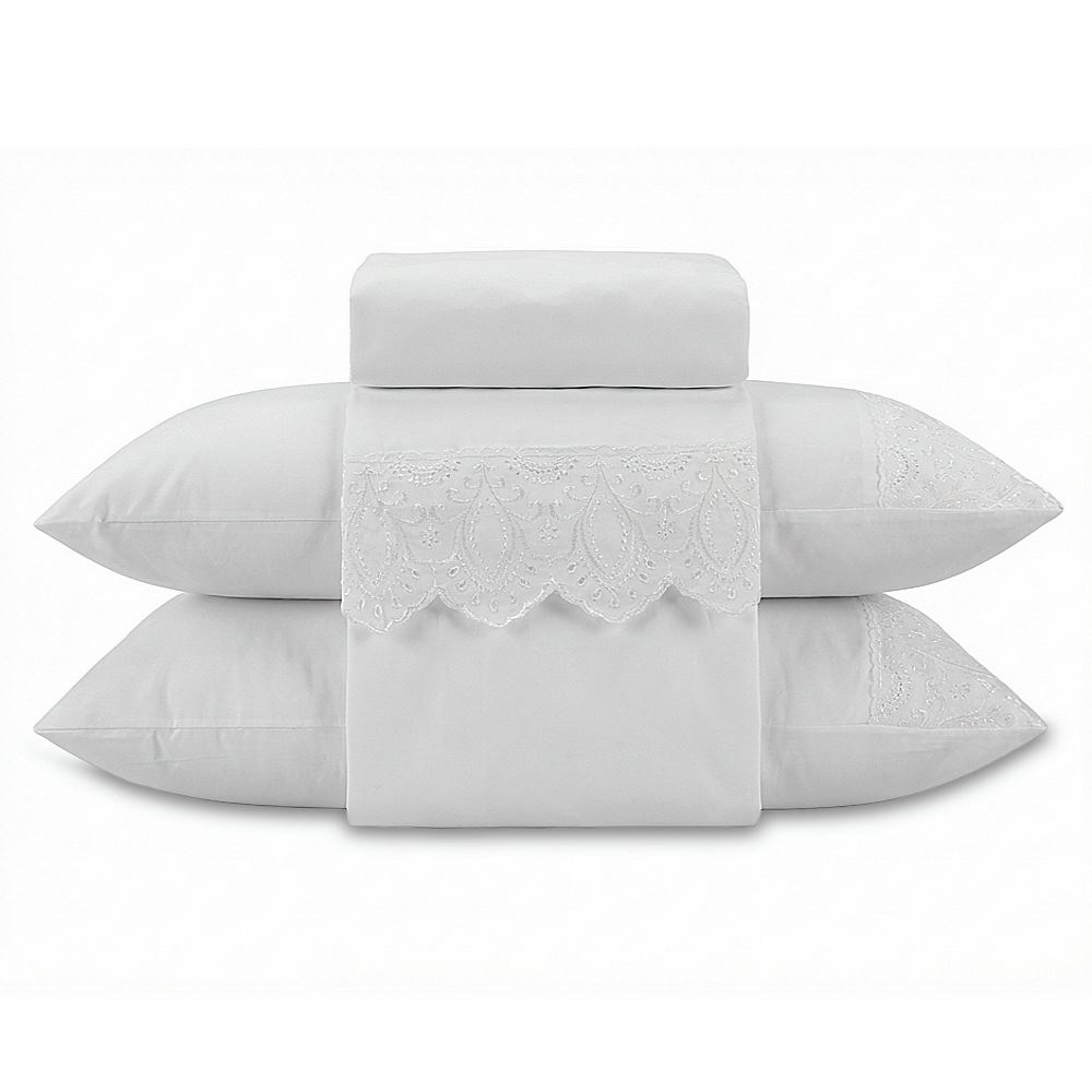 Jogo de Cama Casal Imperial com Renda Havan Casa 4 pçs - Branco
