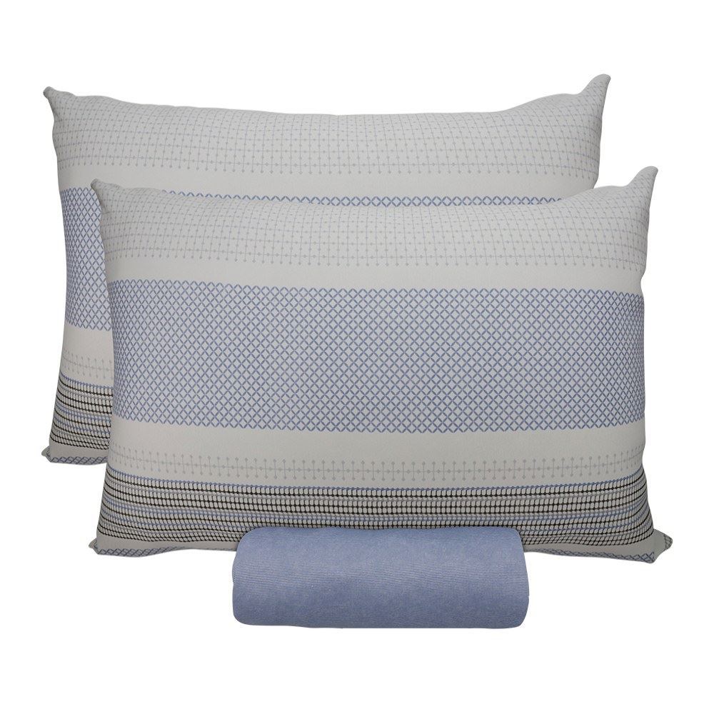 Jogo de Cama Casal Malha Paris Havan Casa 3 pçs - Contemporâneo Azul Jeans