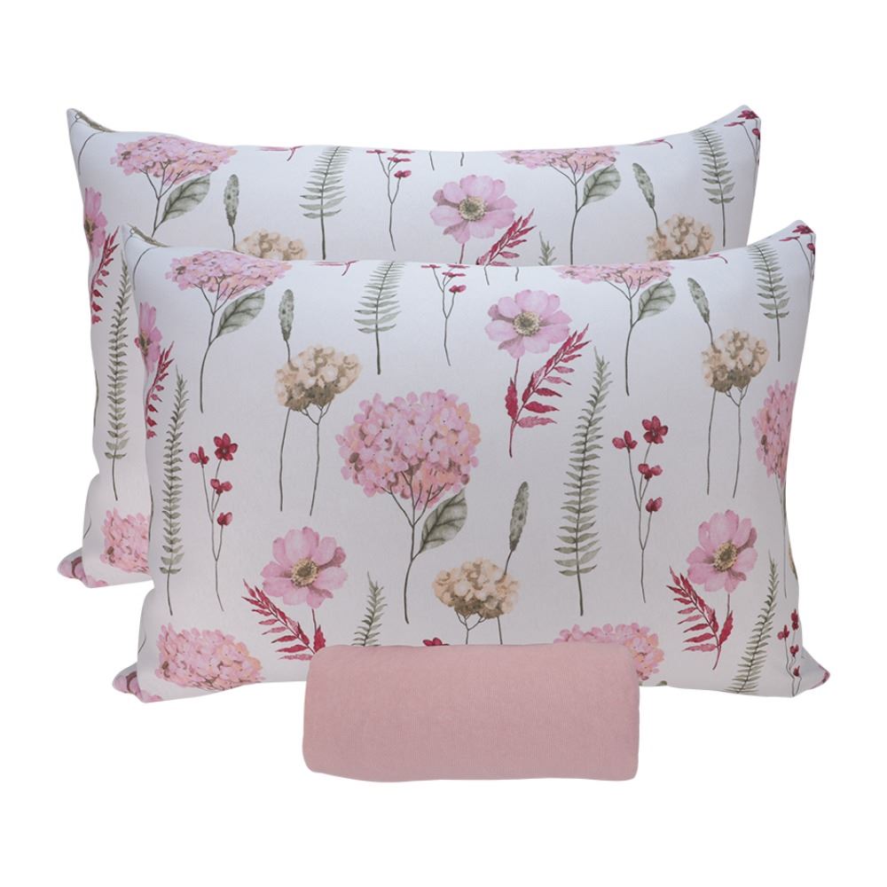 Jogo de Cama Casal Malha Paris Havan Casa 3 pçs - Jardim Rosa Suave