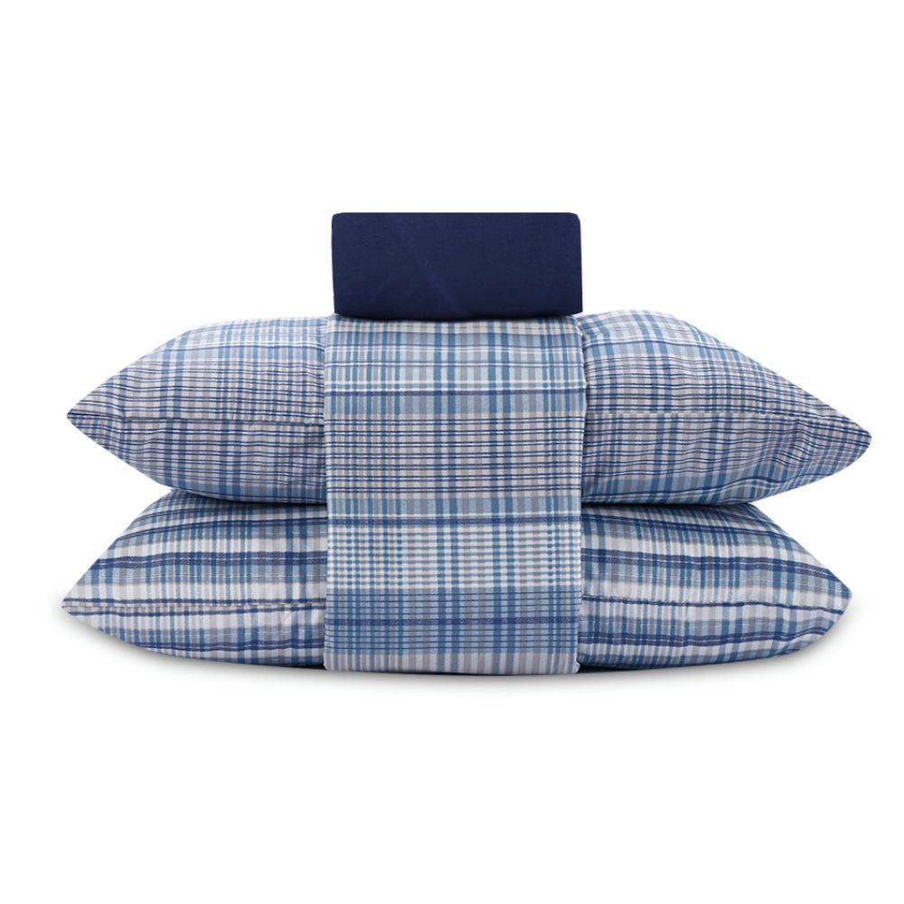 Jogo de Cama Casal Elegance Havan Casa 4 pçs - Jack Xadrez Azul