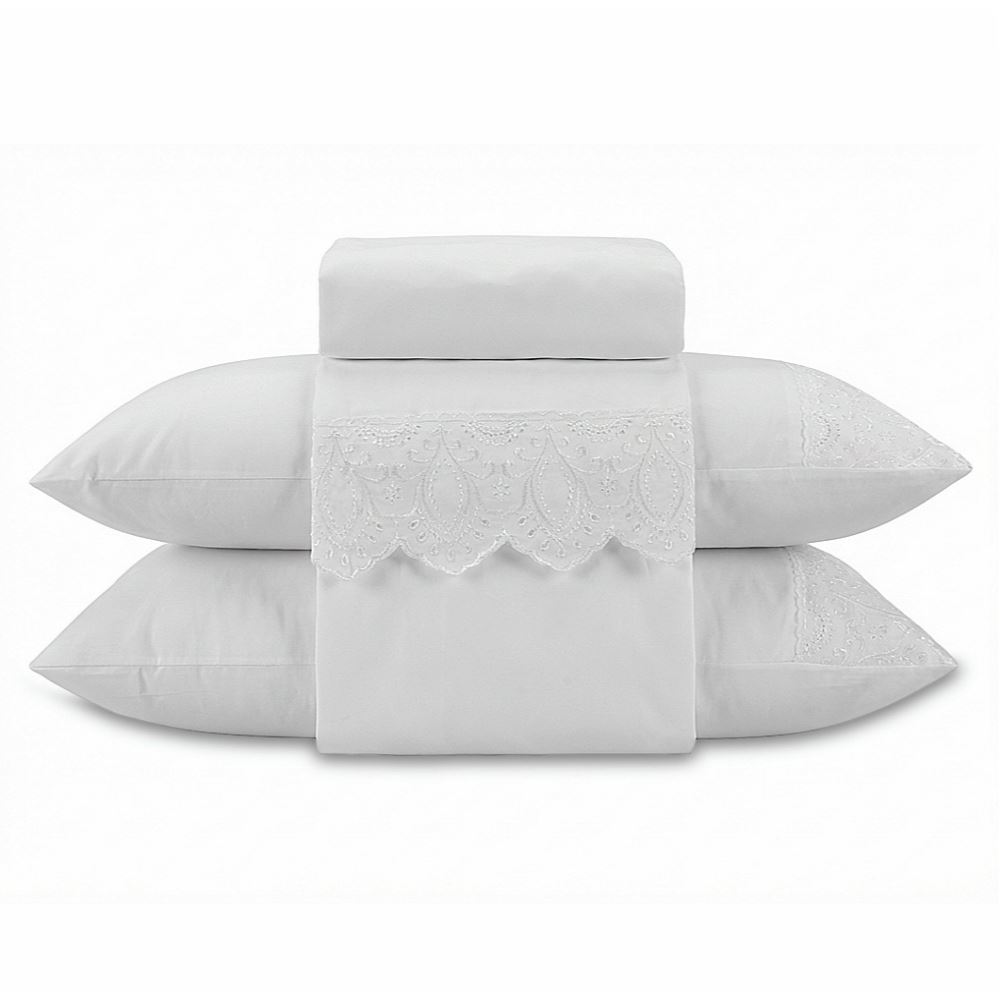 Jogo de Cama King Imperial com Renda 4 pçs Havan Casa - Branco