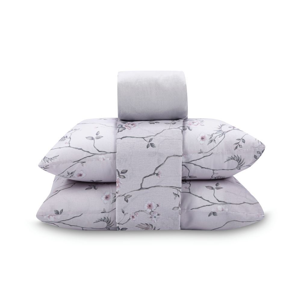 Jogo De Cama King 100% Algodão Royale 4 Peças - Soraia Flowers Bege