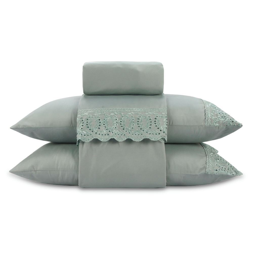 Jogo de Cama King Imperial com Renda Havan Casa 4 pçs - Verde