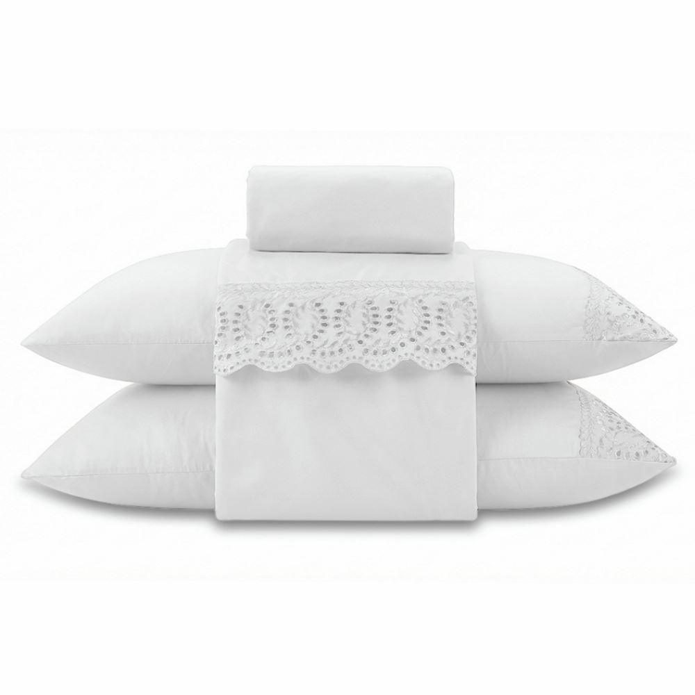 Jogo de Cama King Imperial com Renda Havan Casa 4 pçs - Branco