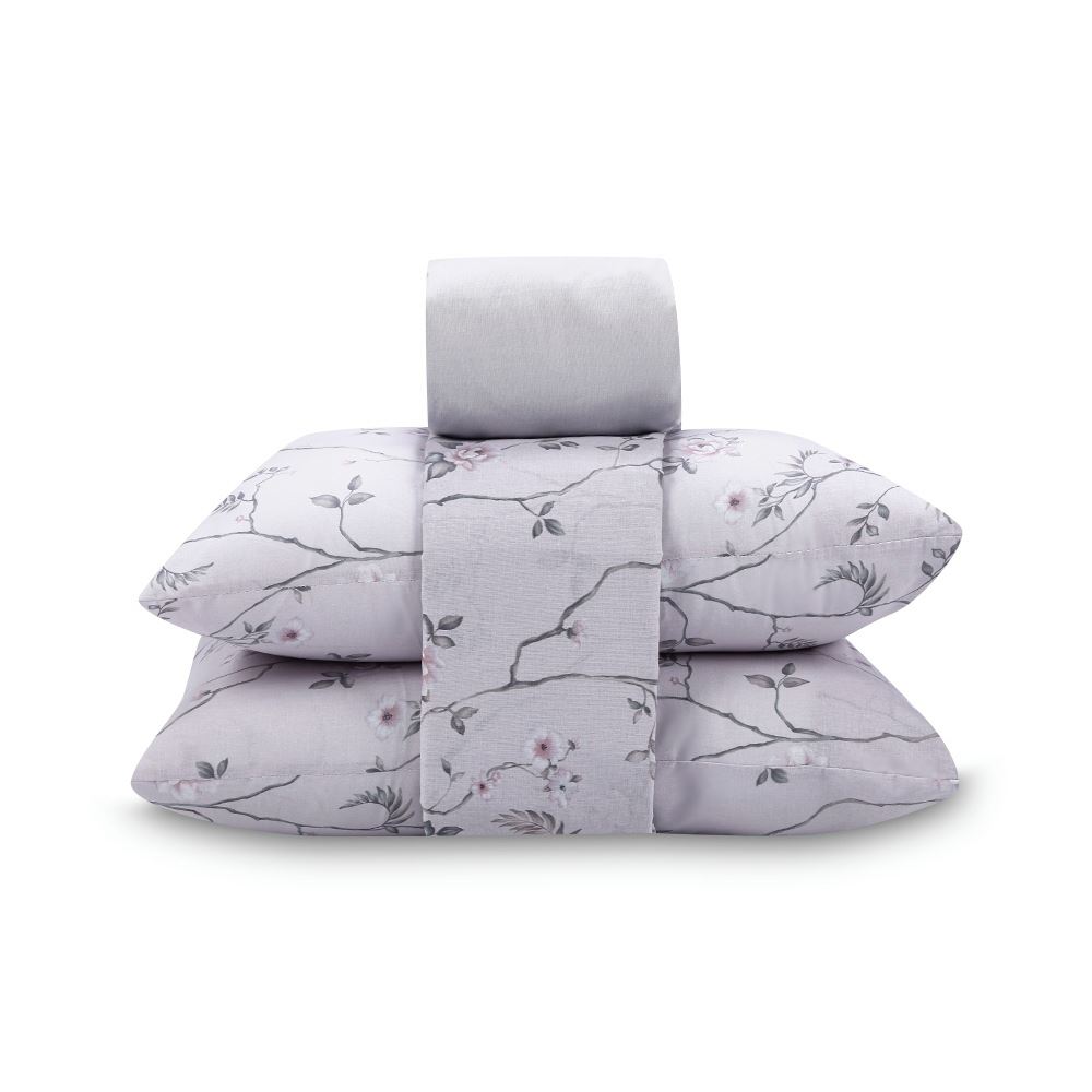 Jogo de Cama Queen 100% Algodão Royale 4 Peças - Soraia Flowers Bege