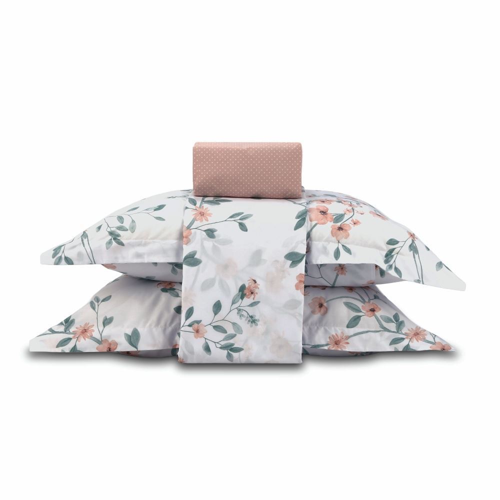 Jogo de Cama Queen Percal Buona Fortuna 4 pçs - Aurora Poa Rosa
