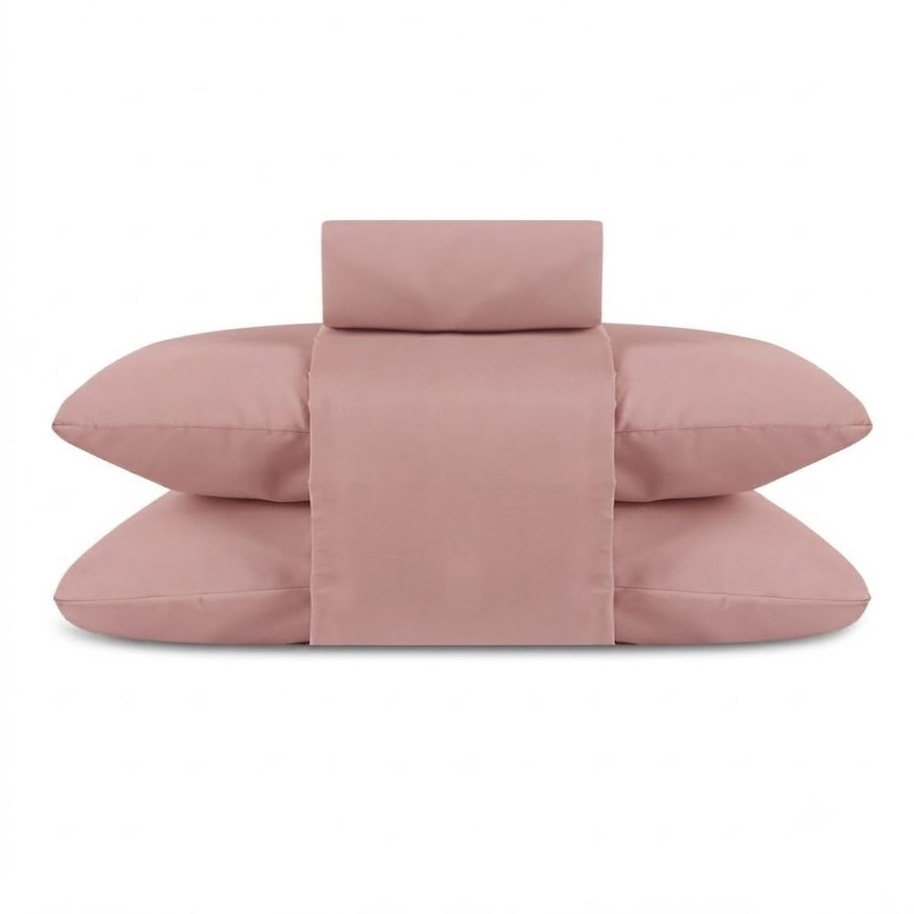 Jogo de Cama Queen Percal Buona Fortuna 4 pçs - Rosa Liso Novo