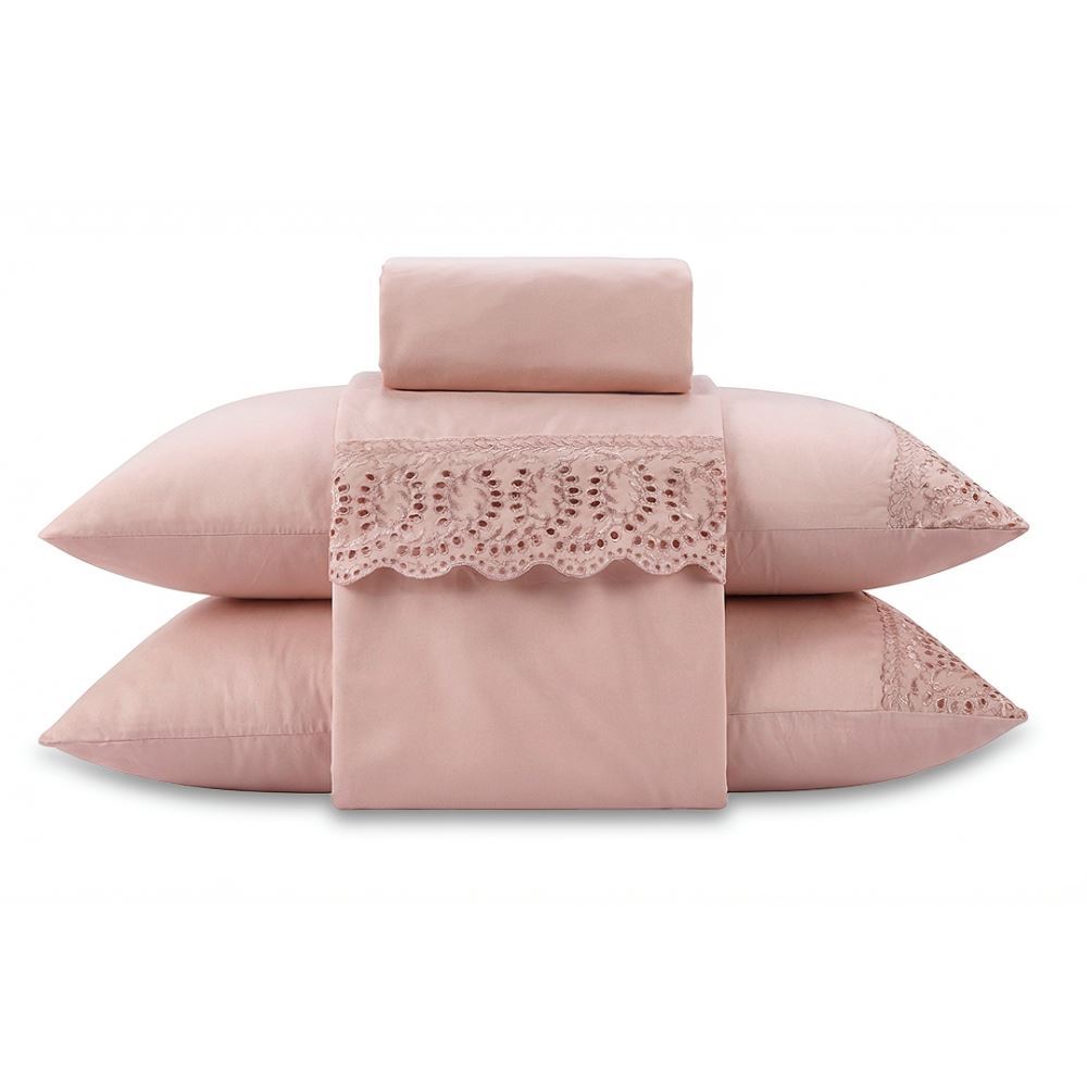 Jogo de Cama Queen com Renda Havan Casa 4 pçs - Rosa