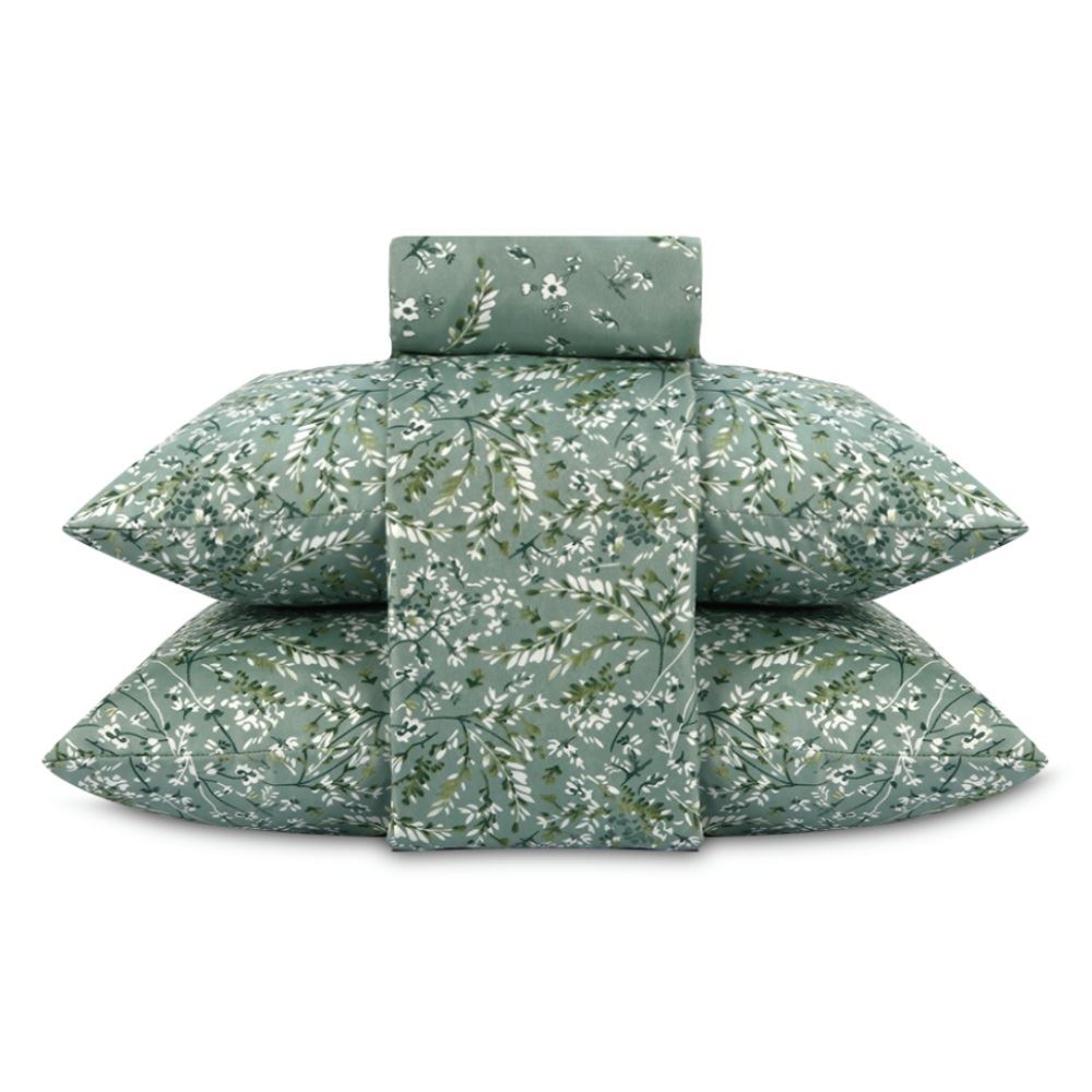 Jogo de Cama Queen Napoli Havan Casa 4 pçs  - Garden Folhas Verde