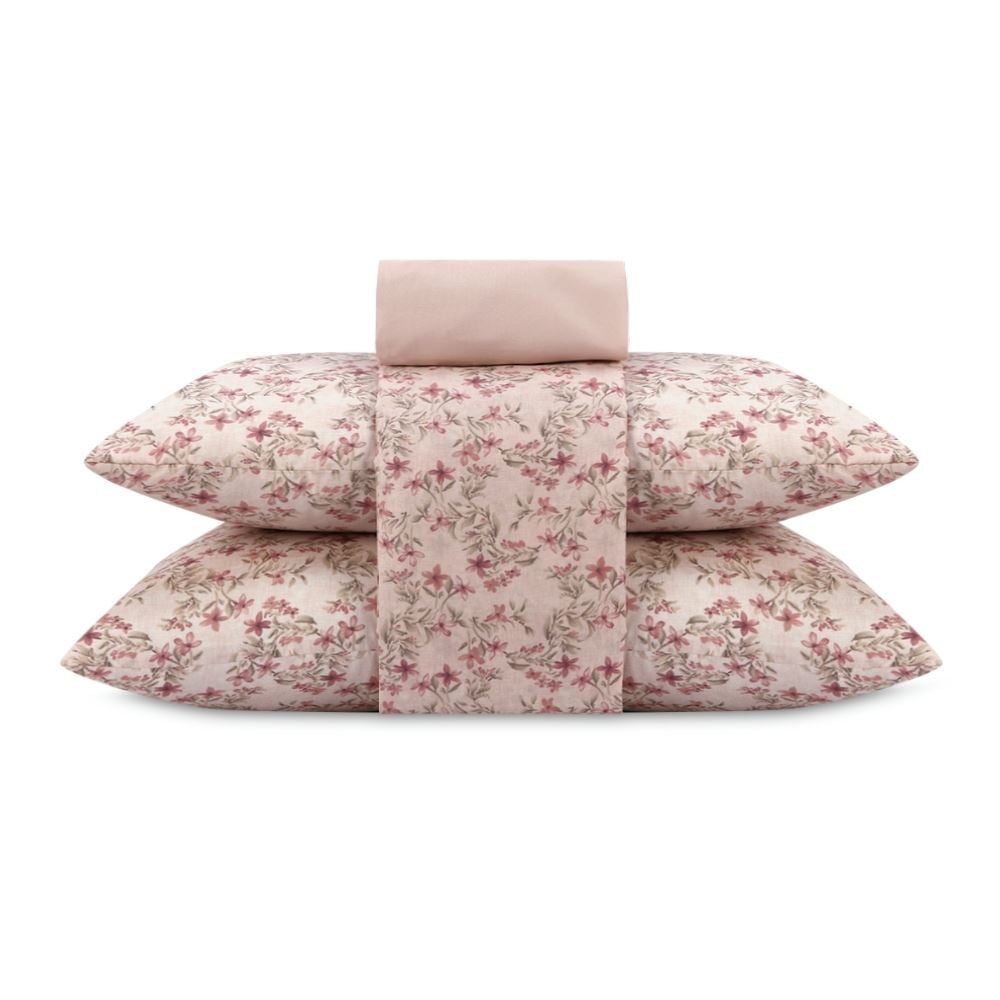 Jogo de Cama Queen Napoli Havan Casa 4 pçs  - Elise Flowers Rosa