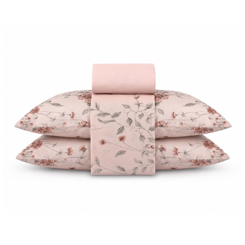 Jogo de Cama Queen Napoli Havan Casa 4 pçs  - Suri Flowers Rosa