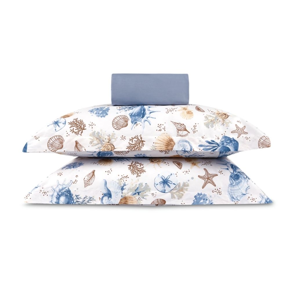 Jogo de Cama Queen Percal Buona Fortuna 3 pçs - Acqua Azul Novo