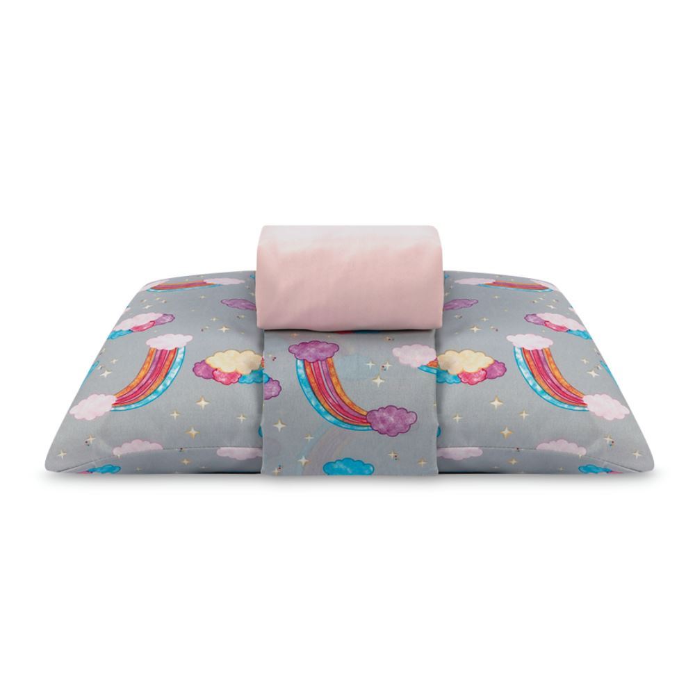  Jogo de Cama Solteiro 150 Fios Havan Kids 3 pçs - Rainbow Cinza