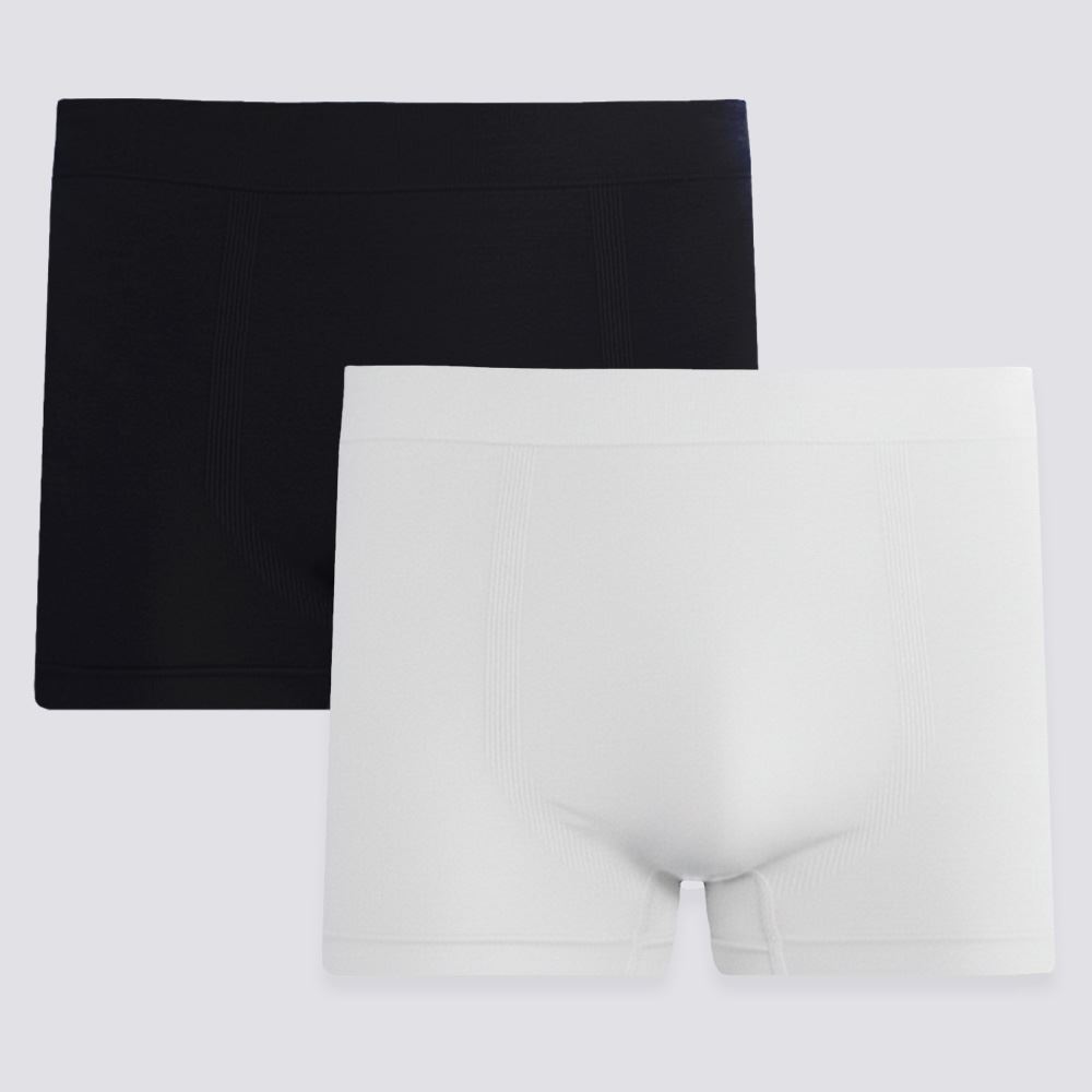 Kit 2 Cuecas Boxer Sem Costura em Poliamida Marc Alain Preto/Branco