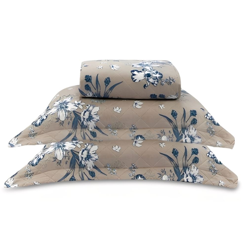 Kit Colcha Casal Estampada Versalhes/Napoli Havan Casa 3 Peças - Azul Linho
