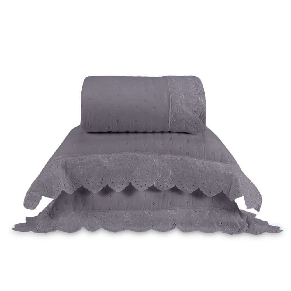 Kit Colcha King 3 Peças Imperial Havan Casa - Cinza