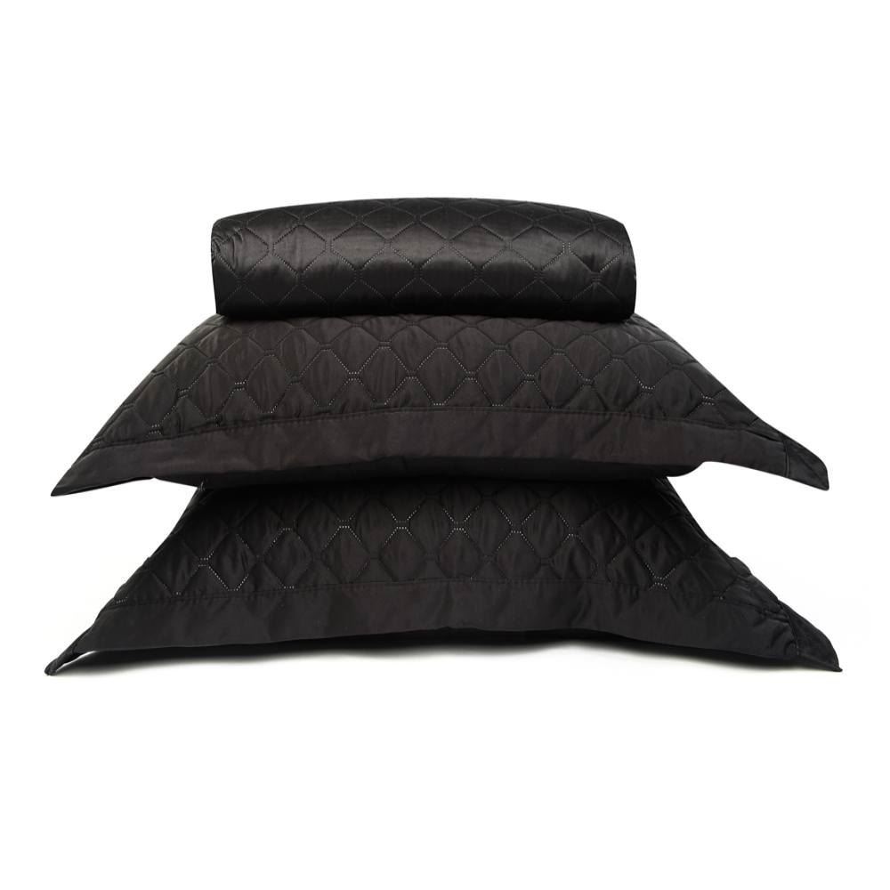 Kit Colcha Queen 100% Poliéster Havan Casa 3 pçs - Preto
