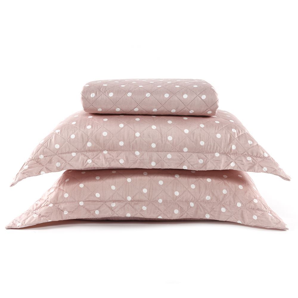 Kit Colcha Queen Poá Versalhes/Napoli Havan Casa 3 pçs - Rosa Pálido