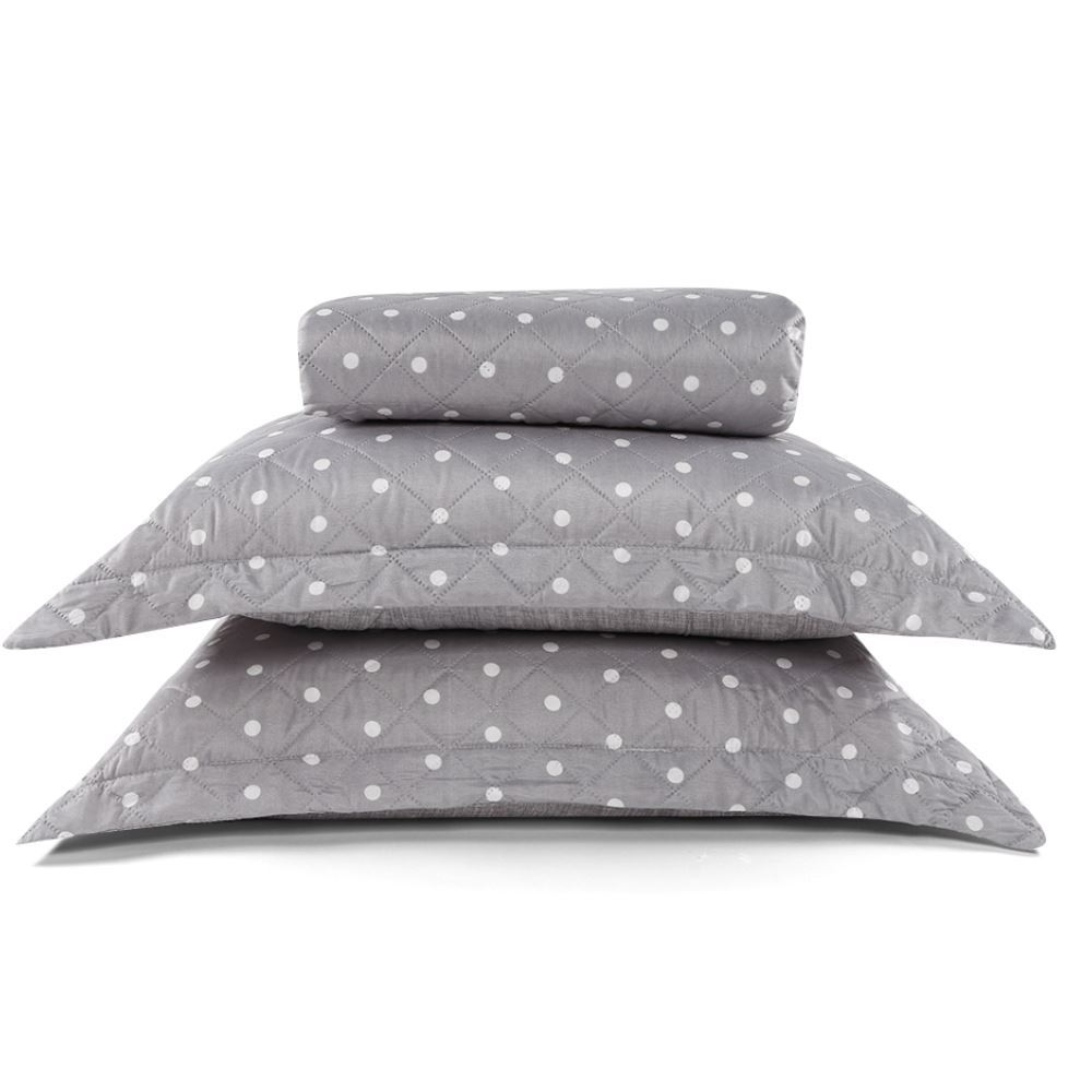 Kit Colcha Queen Poá Versalhes/Napoli Havan Casa 3 pçs - Cinza Amianto