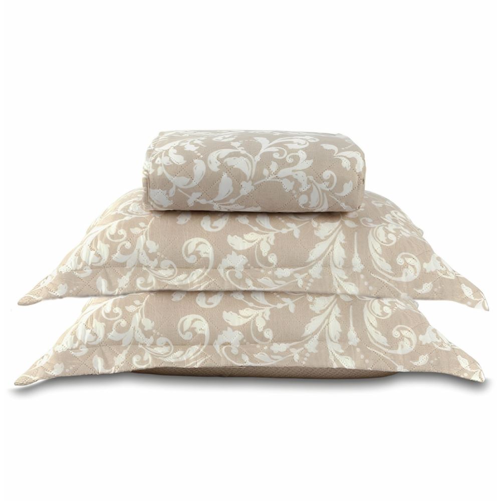 Kit Colcha Queen Estampada Versalhes/Napoli Havan Casa 3 Peças - Ornamental Bege
