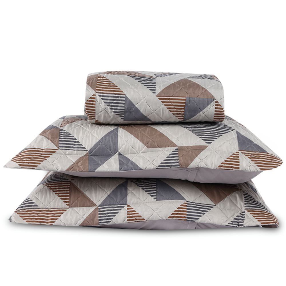 Kit Colcha Queen Versalhes/Napoli Havan Casa 3 Peças - Bege Com Cinza