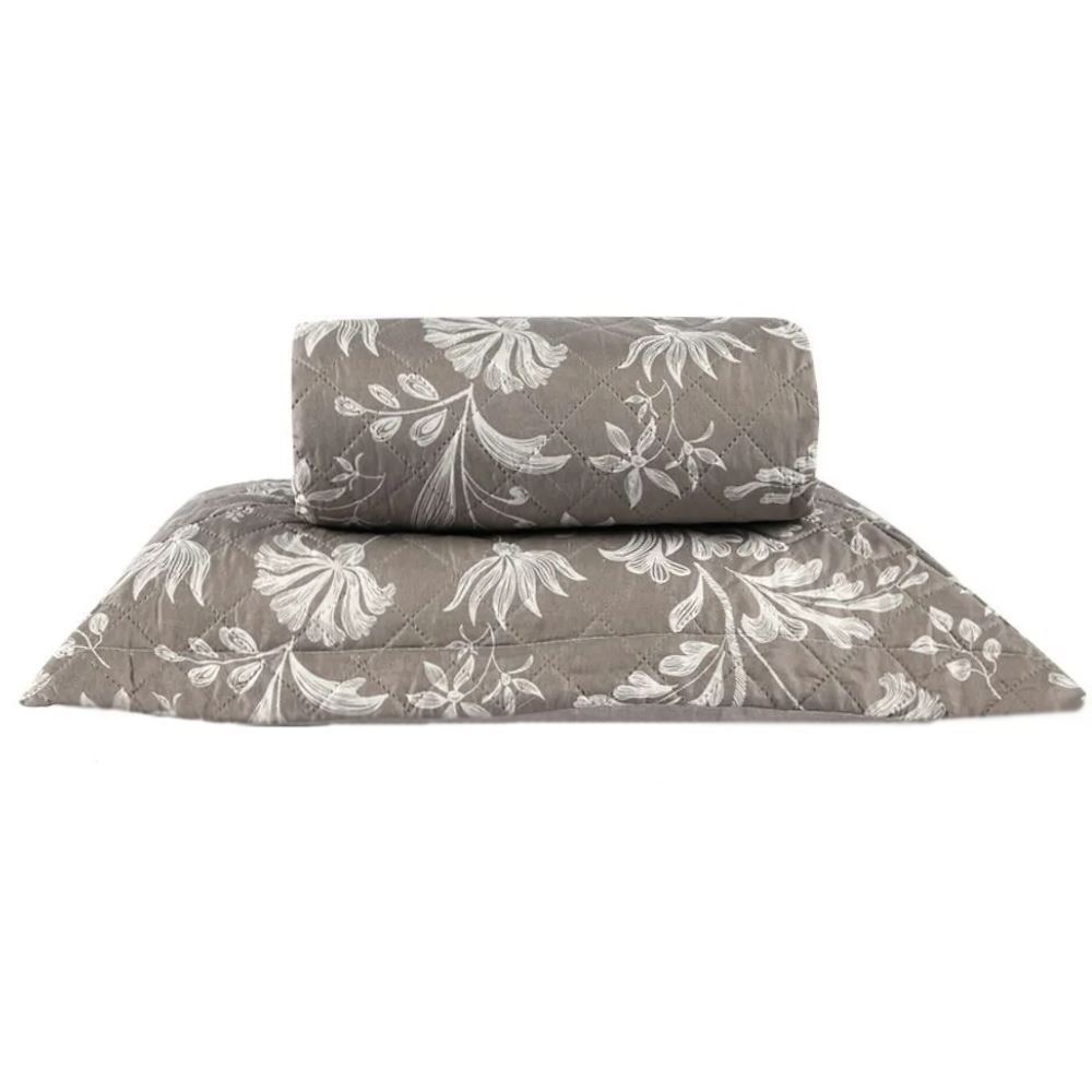 Kit Colcha Solteiro Versalhes/Napoli Estampada Havan Casa 2 pçs - Floral Taupe