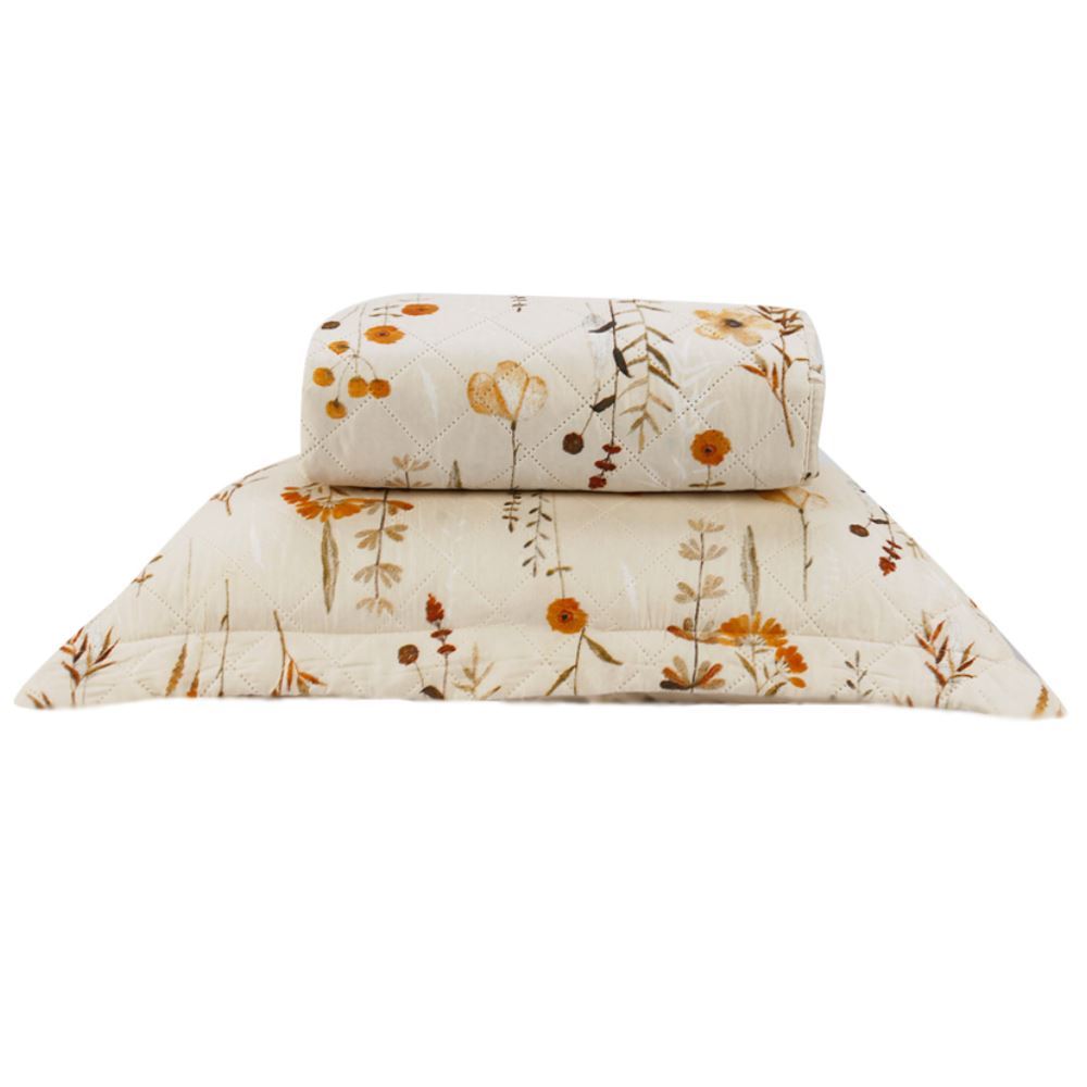 Kit Colcha Solteiro Estampada Versalhes/Napoli Havan Casa 2 Peças - Floral Bege