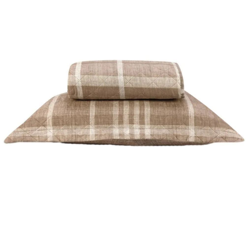 Kit Colcha Solteiro Estampada Versalhes/Napoli Havan Casa 2 Peças - Xadrez Bege