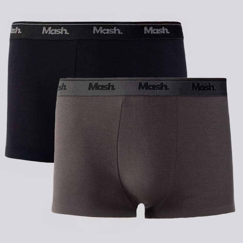 Kit 2 Cuecas Boxer Algodão Mash Cinza/Preto