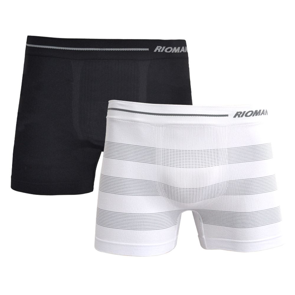 Kit com 2 Cuecas Boxer Microfibra DelRio Branco/Preto