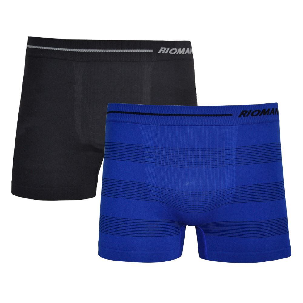 Kit com 2 Cuecas Boxer Microfibra DelRio Bic/Preto