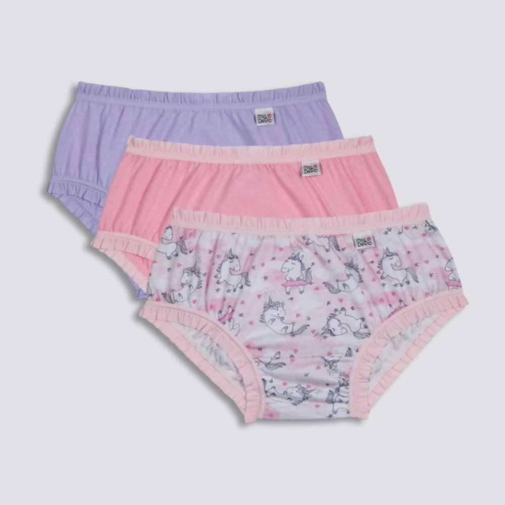 Kit com 3 Calcinhas Bebê Babadinhos Miss DelRio K3