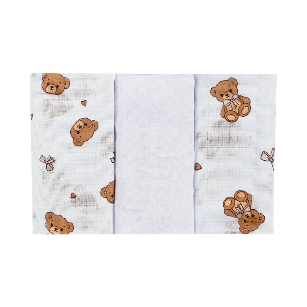 Kit Fralda Prime Havan Baby 3 Peças - Urso Bege
