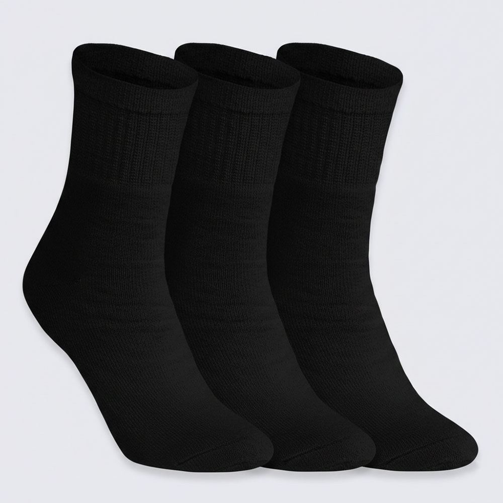 Kit Meia 3 Pares Cano Médio Hot Dog - Preto 34/38