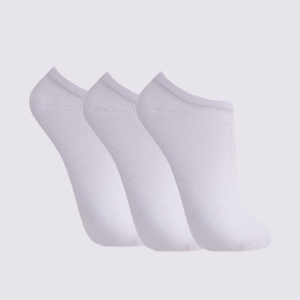 Kit Meia Feminina com 3 Pares Cano Invísivel Holla Bco/Bco/Bco