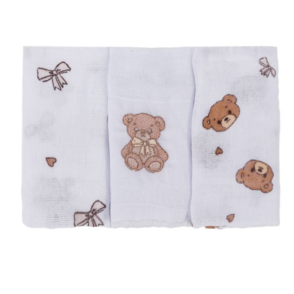 Kit Pano de Boca 3 Peças Prime Havan Baby - Urso Bege