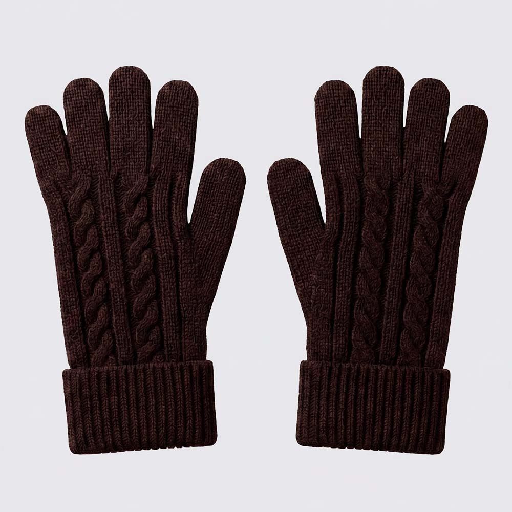 Luva Feminina De Tricot Boby Blues Marrom