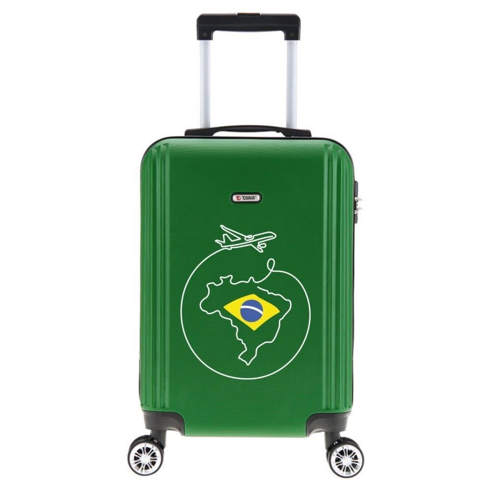 Mala de Viagem Média Tonin Verde em Abs com Rodas 360° Expansível - Avião